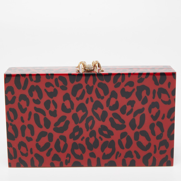 CHARLOTTE OLYMPIA Red/Black Leopard Print Perspex Pandora Classic Box Clutch - Picture 4 of 8